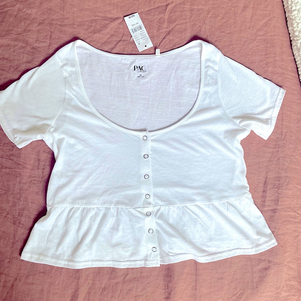 NWT PAC brand Pacsun white button up crop top